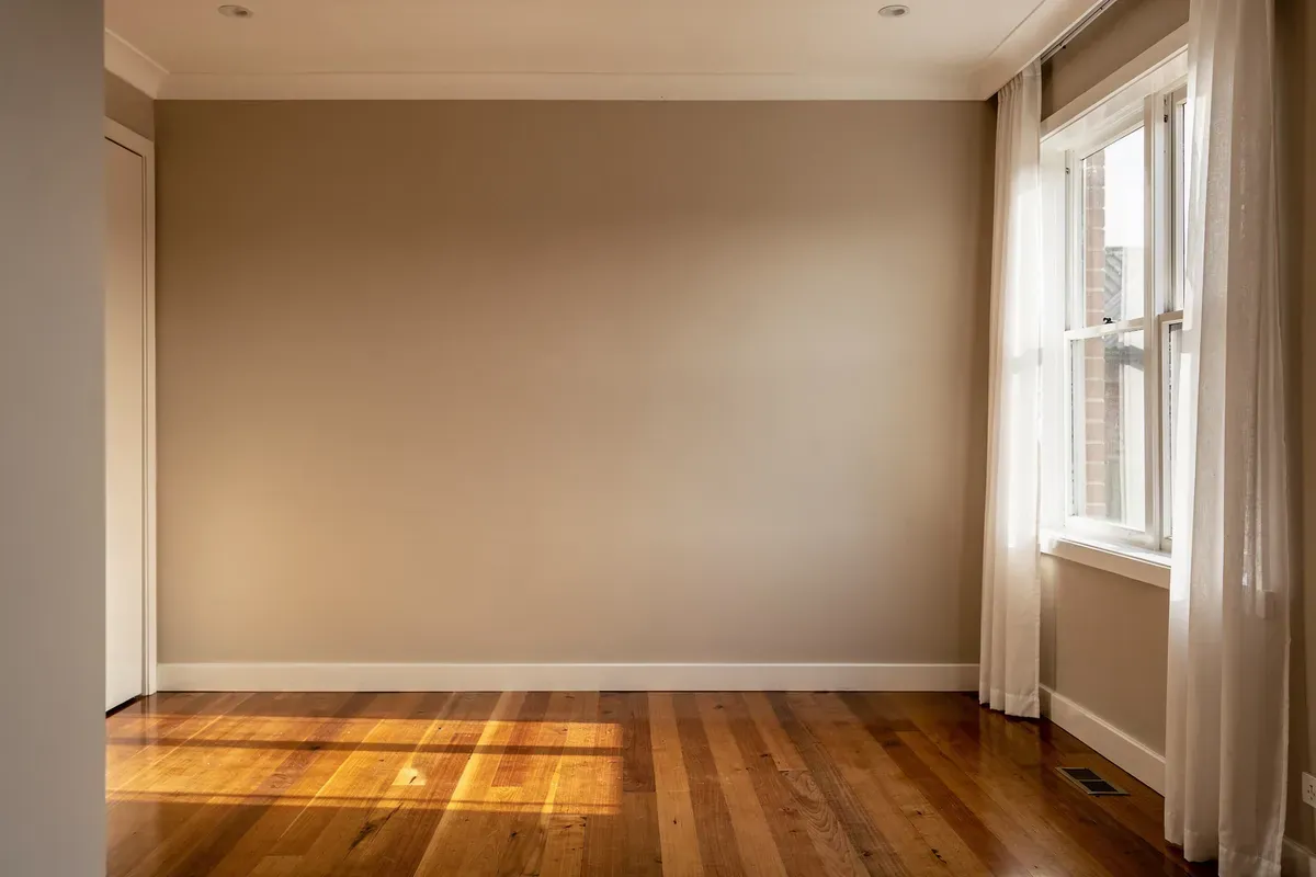 Freshly painted master bedroom