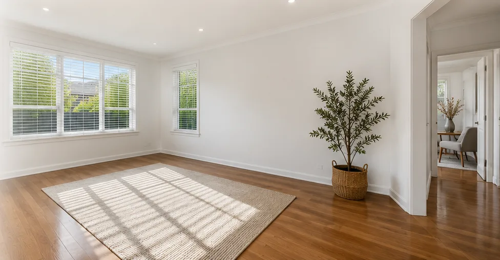 Empty freshly painted living room ready for sale, pre-sale painting Melbourne